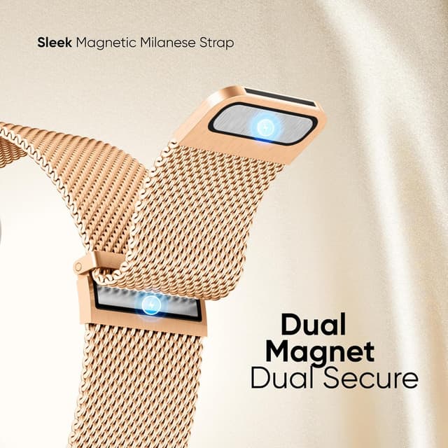 Detalle de Raradev 3-in-1 metal strap kit for Apple Watch (45mm) with case & screen protector – rose gold