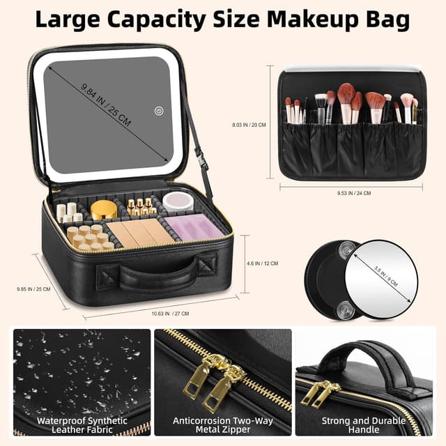 Thumbnail 1 de Travel Makeup Bag Lighted Mirror 23x20cm
