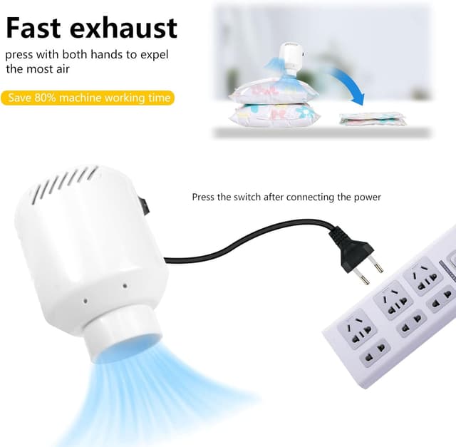 Thumbnail 1 de CKCLR Bomba de aire eléctrica, Bomba de vacío potente de 220V 55W para bolsa de compresión de vacío, Mini sellador al vacio, Herramienta de extracción de aire 460L/Min (1 Unit)