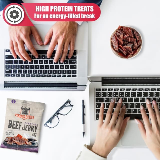 Thumbnail 6 de Viking Bites Beef Jerky Teriyaki, 400 g (8 x 50 g) – getrocknetes Rindfleisch mit hohem Proteingehalt