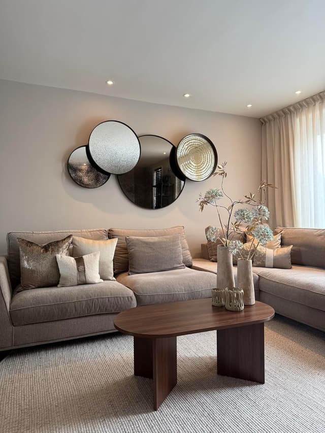 Detalle de Home heaven® Couchtisch oval rund aus Holz in Braun – 100 x 50 x 40 cm