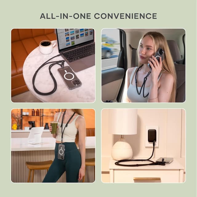 Thumbnail 6 de Satechi OntheGo USB-C Lanyard Cable (60W fast charging, 480Mbps data) with crossbody strap – Black