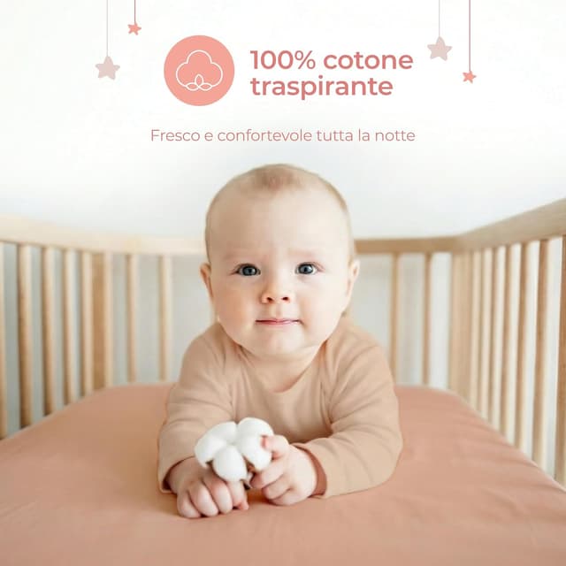 Detalle de Set 2 lenzuola per lettino 70x140 Dreamzie in cotone con angoli Oeko-Tex (rosa/bianco)