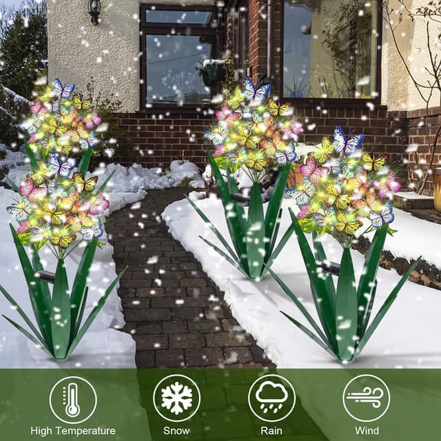 Thumbnail 2 de Homight Solar Metal Agave Butterfly Flower Stick 3-pack ๐ผ