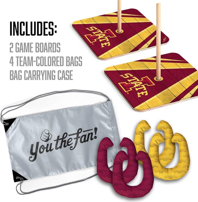 Detalle de YouTheFan NCAA Horseshoe Bags Game with 2 Wooden Boards and Team-Coded Bags