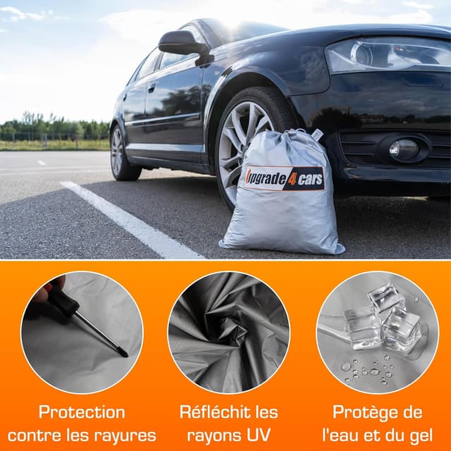 Detalle de Upgrade4cars Bâche de protection voiture extérieure XL (533 x 178 x 121 cm) pour été et hiver