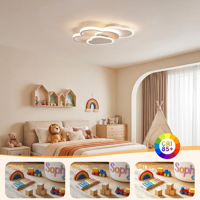 Detalle de Plafonnier LED enfant MELAYR 21W avec température couleur réglable (3 modes) blanc