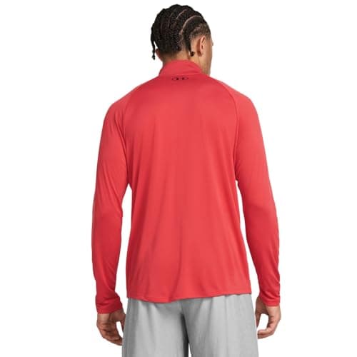 Thumbnail 1 de Under Armour UA Tech 2.0 1/2 Zip Camiseta de manga larga para hombre, camiseta con cremallera media de secado rápido, color rojo/negro
