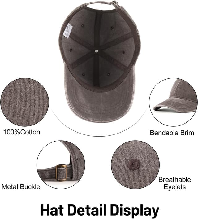 Detalle de Zylioo XL/XXL Washed Cotton Baseball Cap for Big Heads (Washed Denim Look)