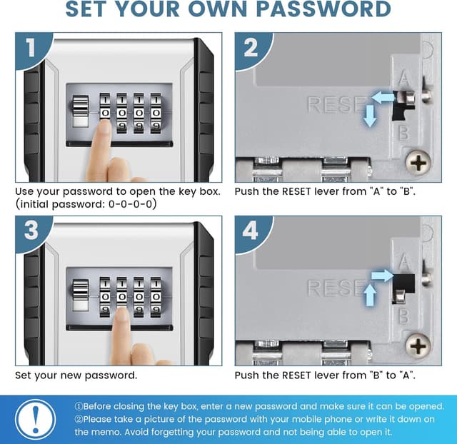 Detalle 2 de Mejasg wasserdichter Schlüsseltresor mit 4-stelligem Zahlencode und abnehmbaren Haken