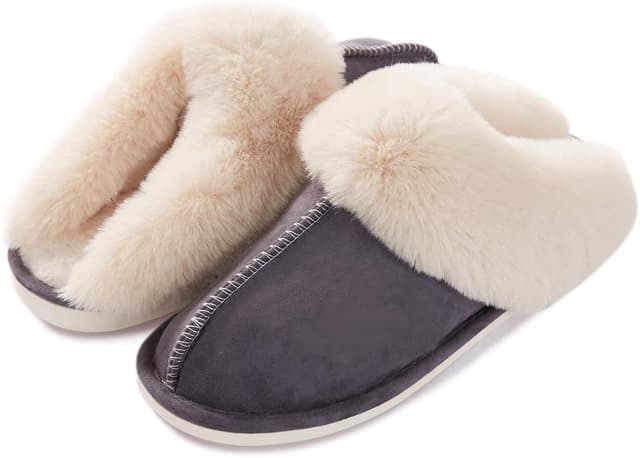 Detalle 2 de Misolin pantofole in scamosciato con suola in gomma da interno/esterno per donna e uomo