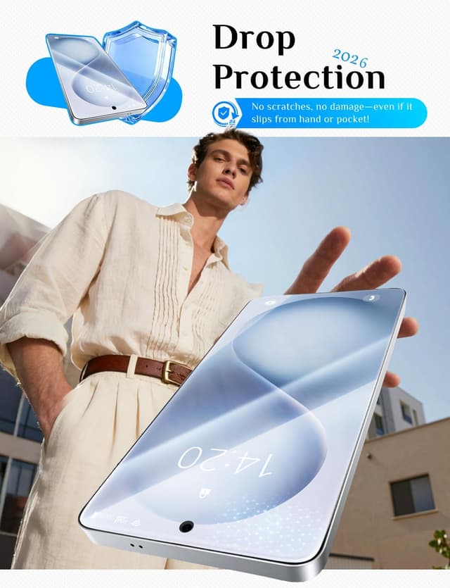 Detalle 2 de MAGIC JOHN for Samsung Galaxy S26 Ultra Screen Protector (6.9-inch), 9H Tempered Glass, Fingerprint Unlock, 2-Pack