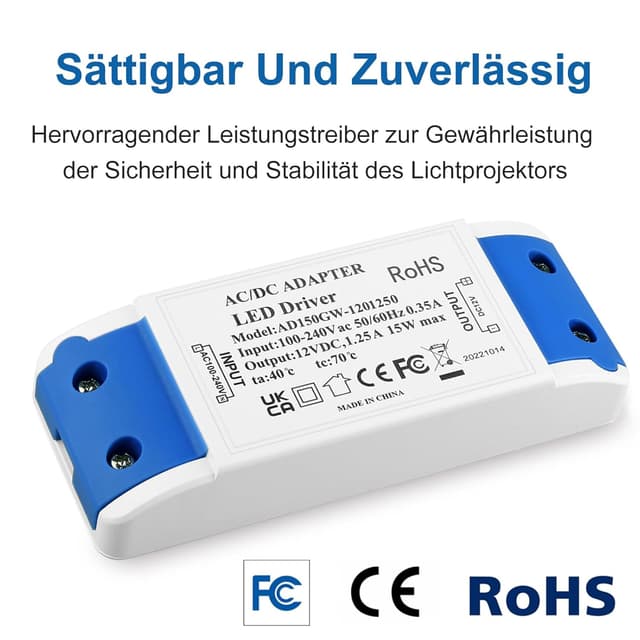 Detalle 2 de 15W 12V Constant Low Voltage LED Power Supply Adapter (1.25A) for LED Strip Lights, G4/MR11/MR16 Bulbs & Ring Doorbell