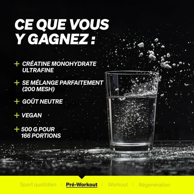 Thumbnail 3 de Natural Elements Créatine Monohydrate Poudre 500 g (166 portions) — 100% vegan, sans additifs