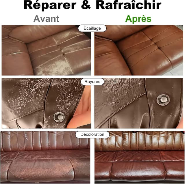 Detalle de Kit de réparation et teinture pour cuir Cenozo (liquide, pâte réparatrice) – cuir marron moyen