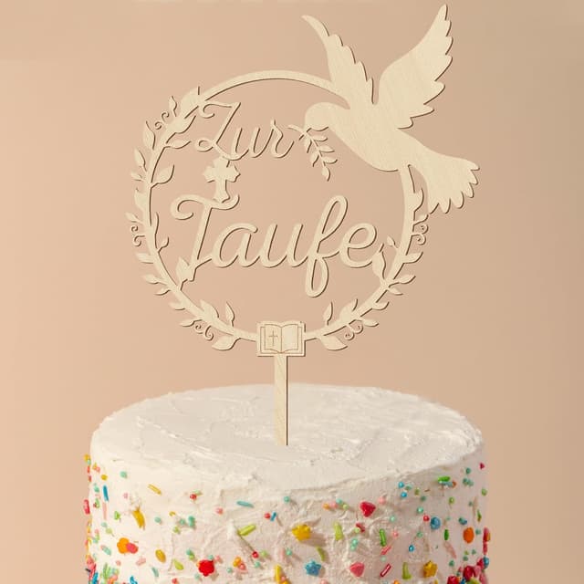Detalle 2 de Giftota Cake Topper Taufe aus Holz LED