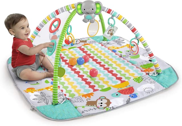 Detalle de Bright Starts Erlebnisdecke & Bällebad mit 40 Bällen (5in1) „Totally Tropical“