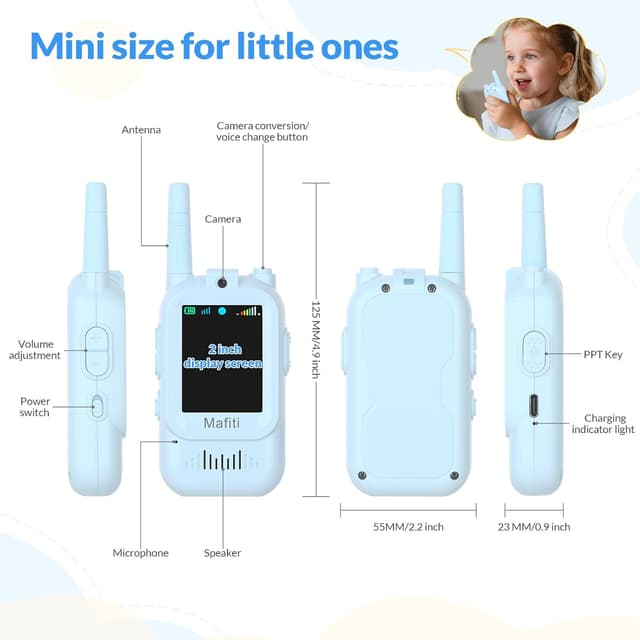 Detalle 2 de Mafiti Walkie Talkies para Niños con Videollamada