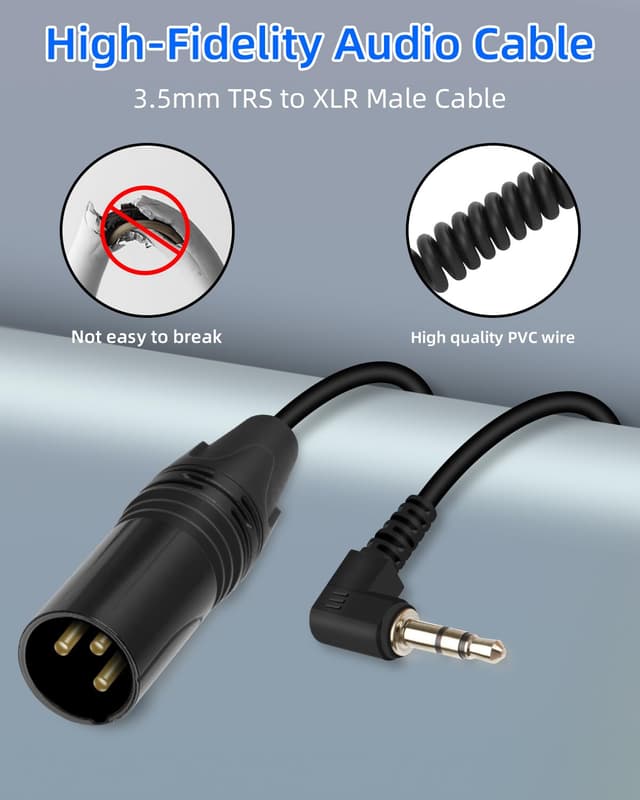 Detalle 2 de RIIEYOCA 3,5 mm auf XLR Spiralkabel 90 Grad 50 cm