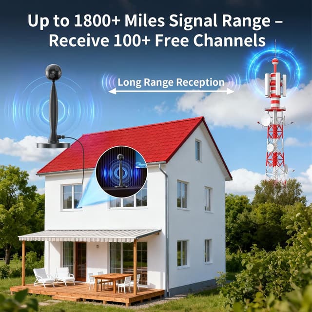 Detalle 2 de bahouloer 2026 Indoor Digital TV Antenna for Smart TV (Magnetic Base, Signal Amplifier)