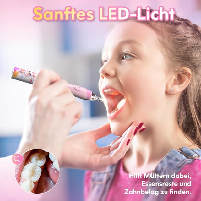 Detalle de DADA-TECH Elektrische Zahnbürste für Kinder (rosa Kaninchen) ab 3–6–8–12 Jahren mit Regenbogen-LED & Timer