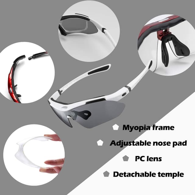Detalle 2 de ROCKBROS Polarised Cycling Sunglasses with 5 Interchangeable Lenses (TR90 unbreakable frame)