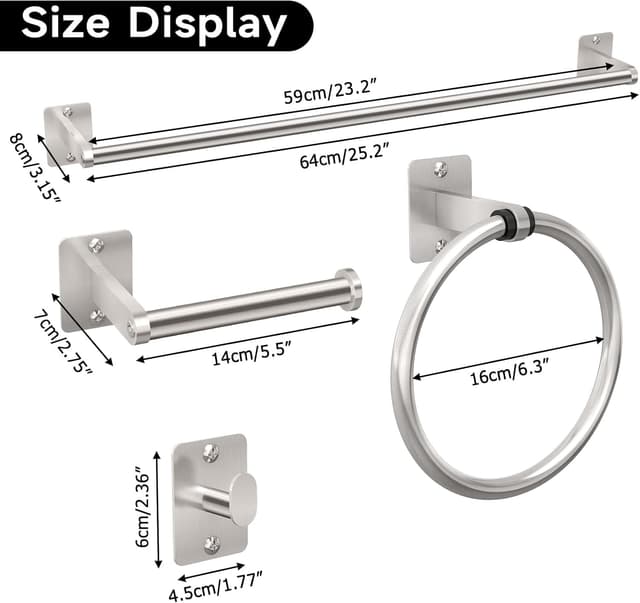 Thumbnail 6 de Gypie 24″ brushed nickel bathroom accessory set
