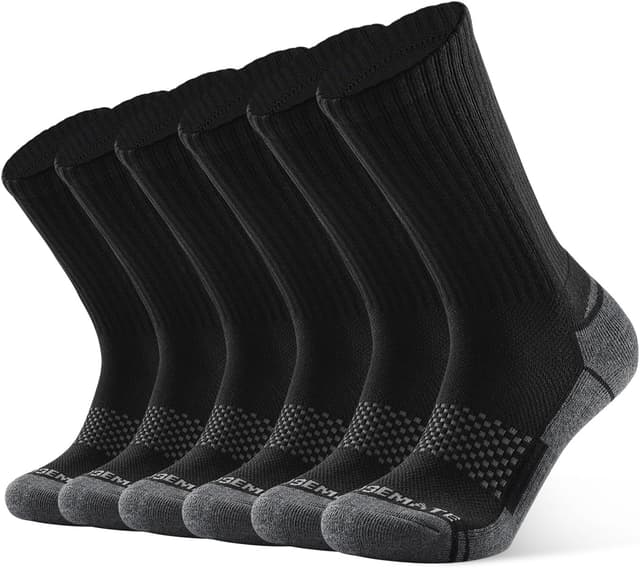 Detalle de CLOSEMATE 6-Pack Men’s Cushioned Crew Sport Socks (Winter Training, Hiking & Walking)