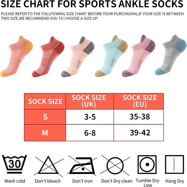 Detalle 2 de BUDERMMY Trainer Socks for Women (6 Pairs) – Cushioned Breathable Ankle Sports Socks