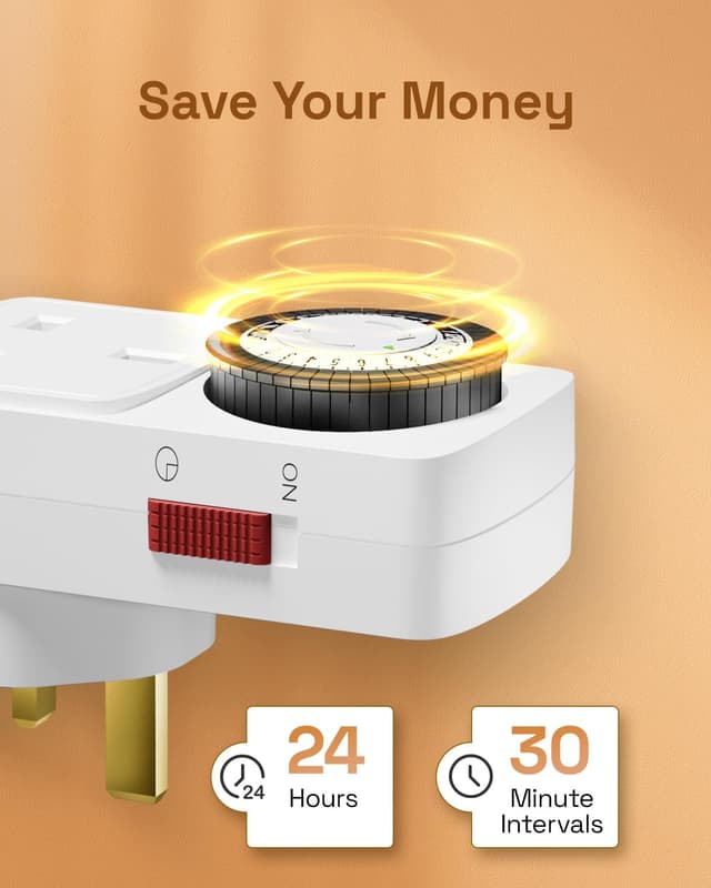 Detalle de HBN 24 Hour Plug Timer 30 min 2-pack