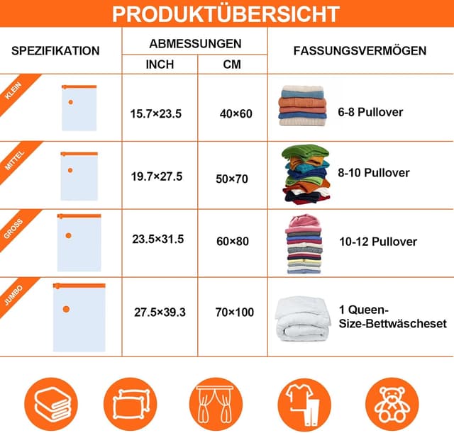 Thumbnail 2 de AGPTEK 16er-Set Vakuumbeutel für Kleidung mit elektrischer Pumpe (versch. Größen)