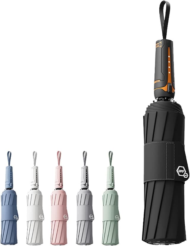 Detalle de erised’s bifrost travel folding umbrella with UPF 50+ protection, auto-open/close and 5cm strap