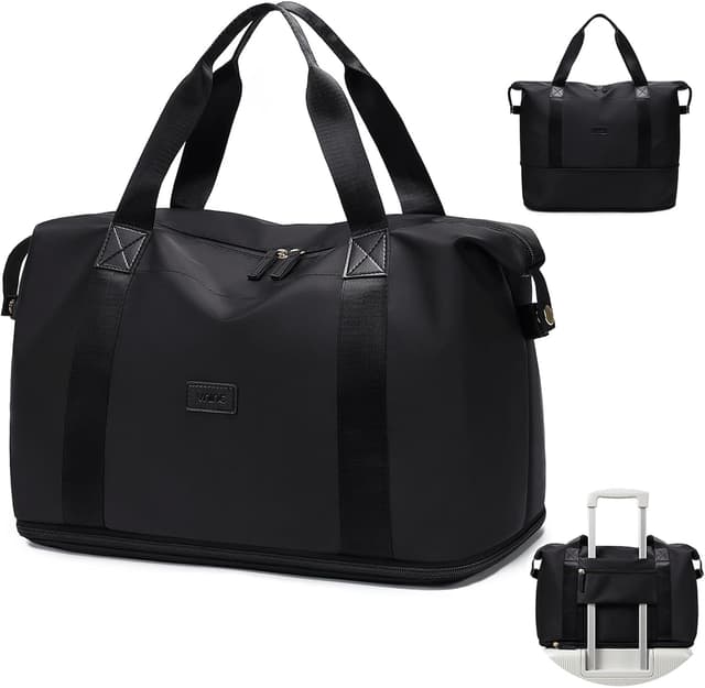 Detalle de VNINE borsoni da viaggio da donna espandibile 28 L fino a 40 L, weekender e borsa a mano “airplane friendly”
