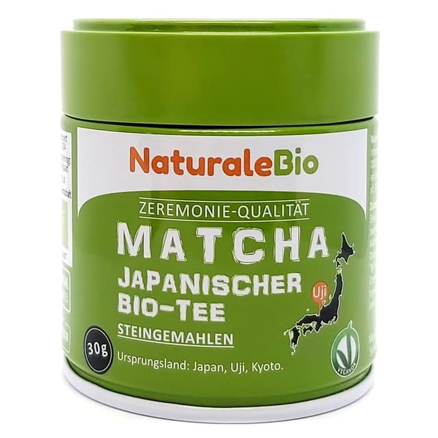 Detalle de NaturaleBio Matcha-Tee-Pulver Ceremonial Grade Original aus Japan (Uji, Kyoto) – Bio Grüntee für Tee, Küche & Latte, 30 g