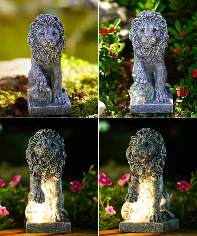 Thumbnail 5 de Yeomoo Löwen Gartendeko mit Solarlampen