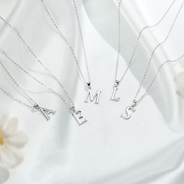 Detalle de TINGN Damen-Halskette aus 925 Sterling Silber mit Buchstaben-Anhänger (hypoallergen) inkl. Geschenkbox