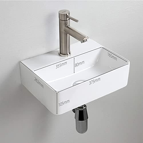 Detalle 2 de Ibergrif M41101 Lavabo cerámico rectangular 375×262×105 mm
