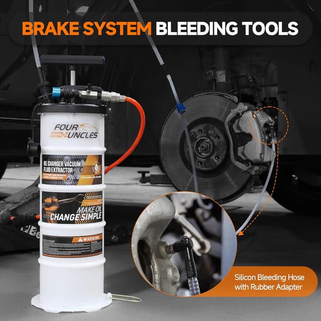 Detalle 1 de FOUR UNCLES Oil Extractor Vacuum Fluid Extractor with Pump Tank, Remover & Tubes for Oil Changes and Brake Bleeding