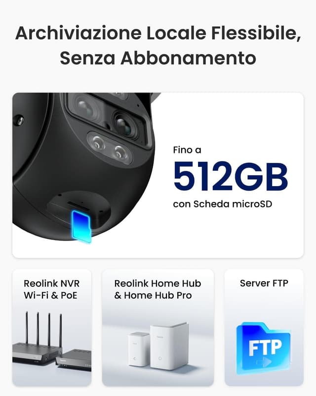 Thumbnail 6 de Reolink 4K PTZ Wi‑Fi esterna a doppio obiettivo TrackMix (355°/90°, zoom ibrido 6X)