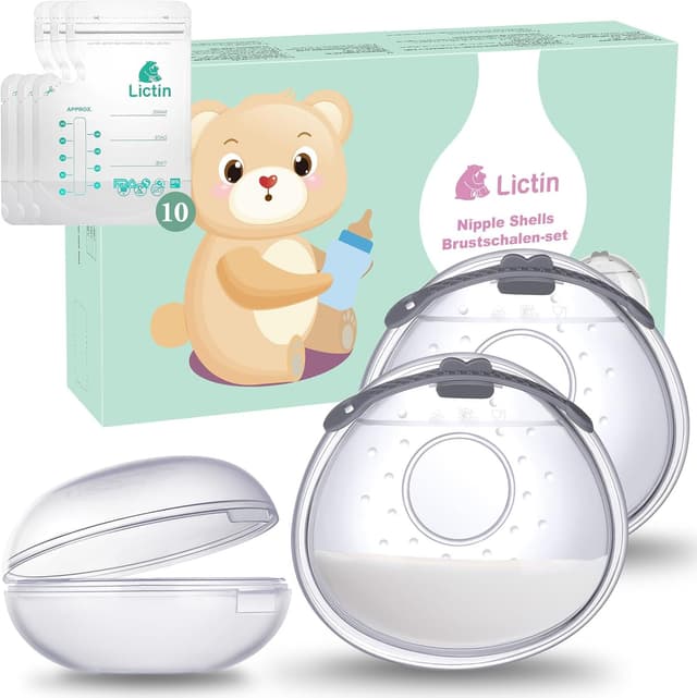 Detalle de Lictin Milk Collection Shells (2-pack) with 10 Milk Storage Bags, 70ml Silicone Milk Collector