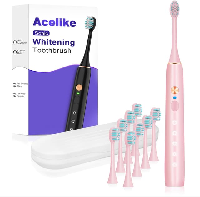 Thumbnail 6 de Acelike Whitening Electric Toothbrush (Black) — Rechargeable Sonic Brush with 8 Heads, 5 Modes, Smart Timer, IPX7