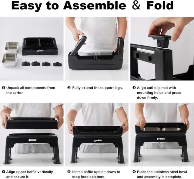 Detalle 2 de ZOMISIA Hundenapf erhöht 6-fach höhenverstellbar (3-in-1) mit Slow-Feeder und 2 Edelstahlschalen, 1,6 l
