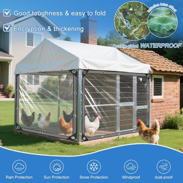 Detalle 2 de Clear Tarps Heavy Duty Waterproof 8x8ft Clear Tarp (14Mil) with Grommets and Reinforced Edges