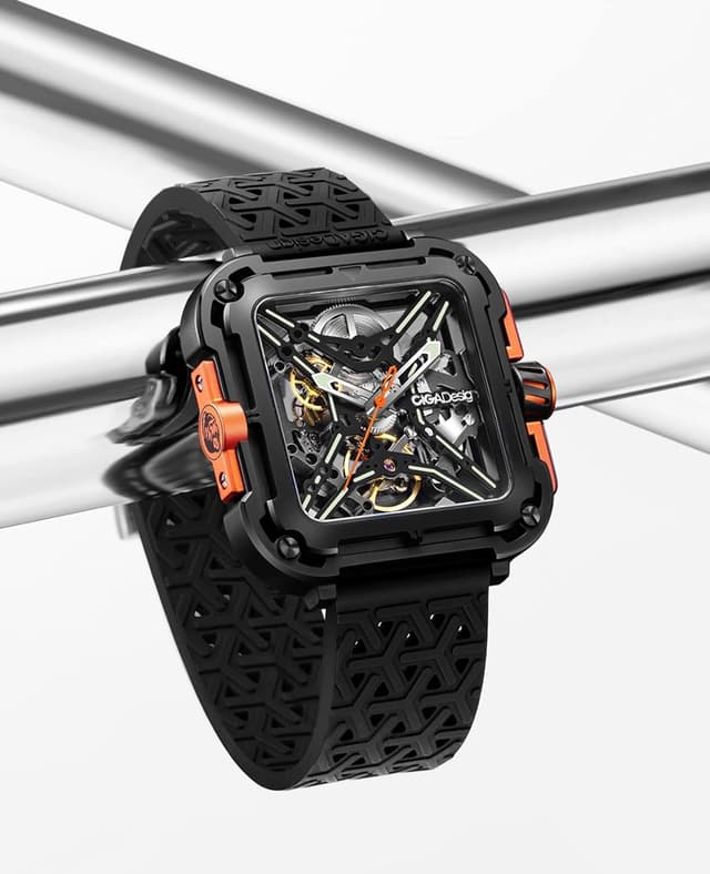 Detalle de CIGA Design Montre Automatique Homme Série X SUV – bracelet silicone, squelette avec verre saphir