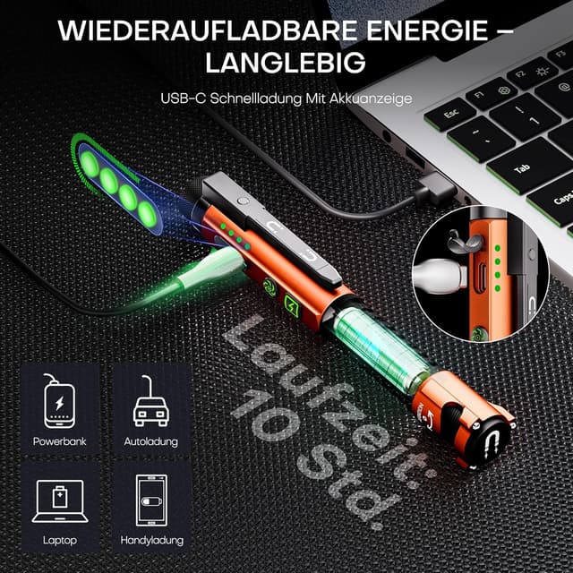 Detalle 2 de PASIION EDC wiederaufladbare Taschenlampe mit bis zu 800 Lumen, 11 Modi und Doppelmagnet