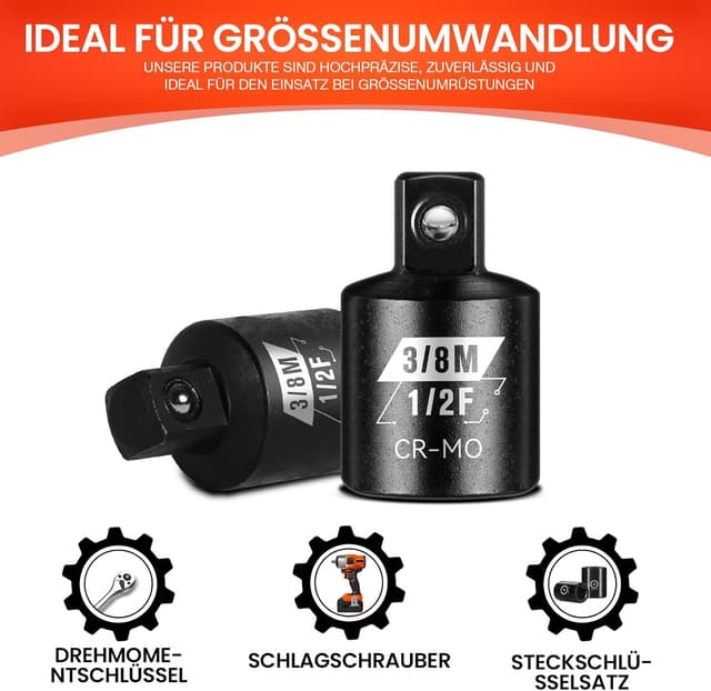 Thumbnail 4 de Stecknuss Adapter 1/2" auf 3/8" 2‑tlg