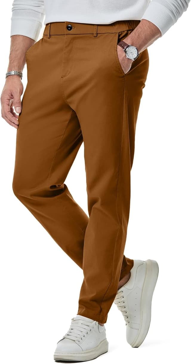 Detalle de JMIERR Baumwolle Chino Herren Stretch Cargo-Hose mit elastischem Bund und Taschen