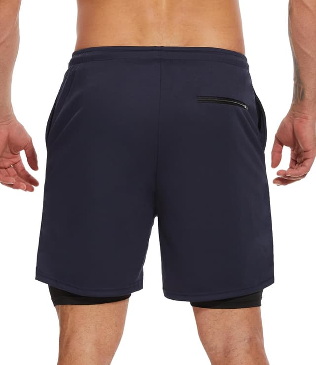 Detalle de Kinglaman 4-Pack Men’s 2-in-1 Running Workout Shorts with Liner and Pockets