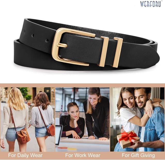 Thumbnail 6 de WERFORU 3 Pack Women’s Faux Leather Belts with Gold/Silver Buckles for Jeans & Dresses