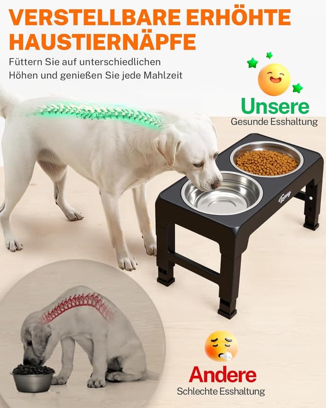 Detalle de Toozey Hundenapf Höhenverstellbar mit 4 Stufen